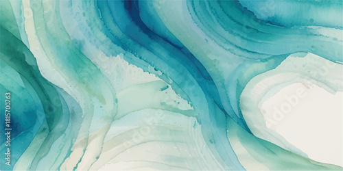 Abstract watercolor background with flowing turquoise and blue waves artistic texture for creative design projects perfect for wallpapers and backgrounds