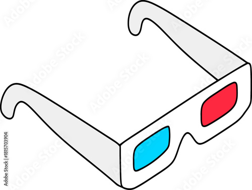 3D Glasses Vector Sketch – Hand-Drawn, Cinema, Virtual Reality Illustration