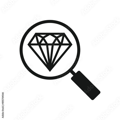 Magnifying Glass with Diamond Icon - Quality, Value & Discovery