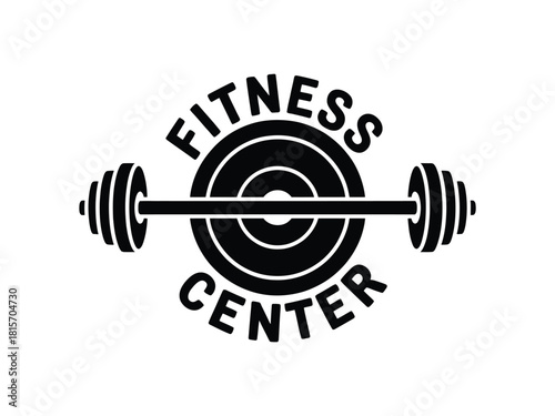 Fitness Center Logo - Gym, Workout & Weightlifting Emblem