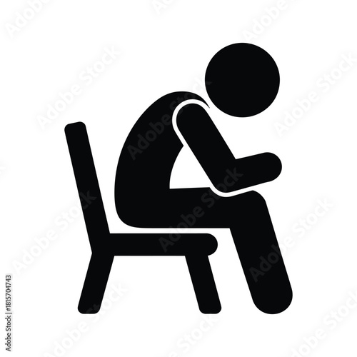 Sitting Person with Head Down Silhouette - Sadness, Depression & Reflection