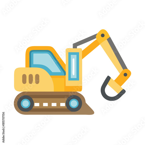 yellow excavator isolated on white