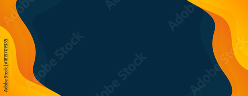 Abstract orange and dark blue banner background with fluid wave shapes, modern smooth gradient design, suitable for sale banners, business, ads, events, web, headers, and more