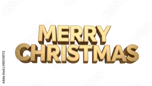 Shining Golden Merry Christmas Text Graphic for Festive Holiday Greetings and Seasonal Celebrations