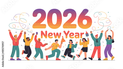 Festive New Year 2026 Celebration: A vibrant gathering of friends, filled with dancing and cheer, welcomes the arrival of the new year, embracing the spirit of optimism and joy.
