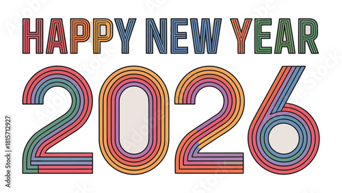 Happy New Year 2026: Celebrate the dawn of a new era with this vibrant, colorful greeting. A visual representation of the joy, and hope of the year to come.