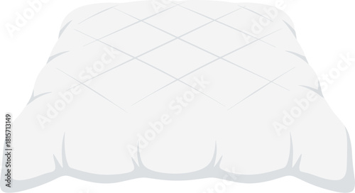 Soft white quilted pillow or comforter vector illustration.