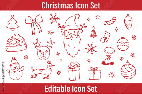 Minimal Winter & Christmas  Season Linear Icon Collection