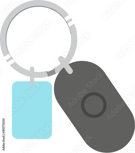 Modern car key fob with a blue tag on a metal keyring.