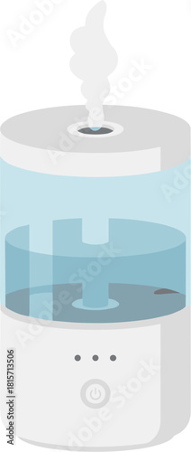 Vector illustration of a modern white air humidifier appliance.