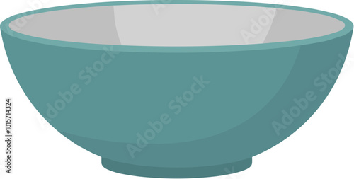Simple vector illustration of an empty teal ceramic bowl.