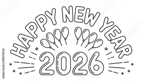 Happy New Year 2026: An elegant illustration that radiates cheer and celebration, ideal for marking the beginning of a fresh year with optimistic energy.