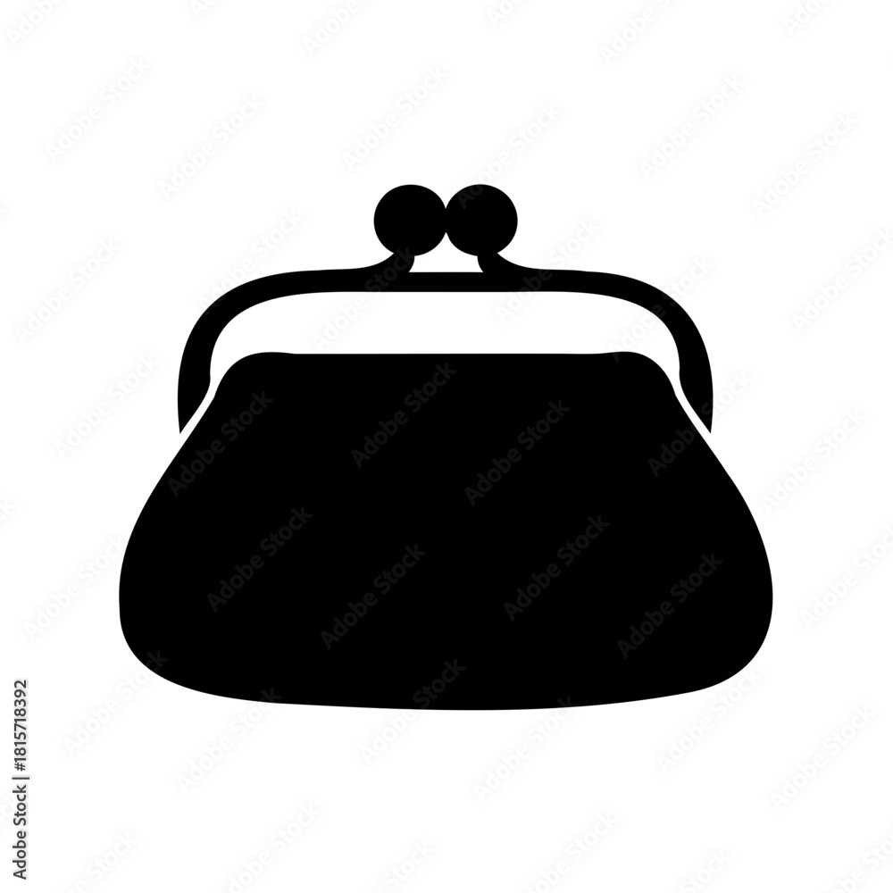 Obraz premium Stylized Coin Purse Illustration in Black and White Minimalist Design