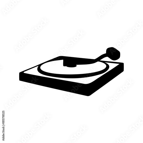 Stylized black and white turntable icon for music and entertainment purposes