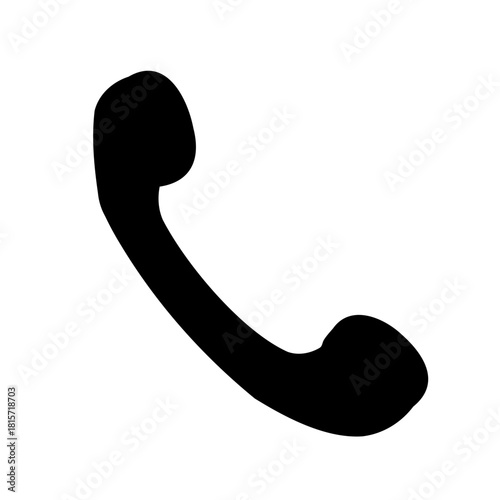 Stylized illustration of a classic telephone receiver in solid black color