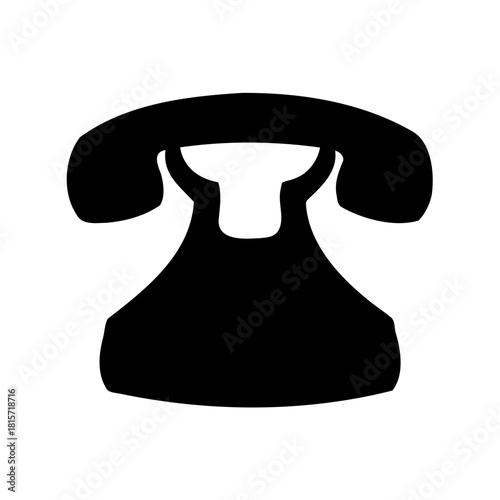 Bold and Iconic Silhouette of a Classic Desk Telephone on White Background