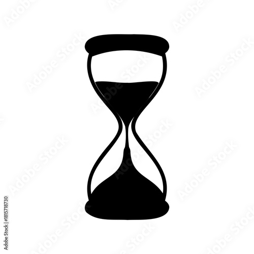 Simple black and white illustration of an hourglass depicting the passage of time