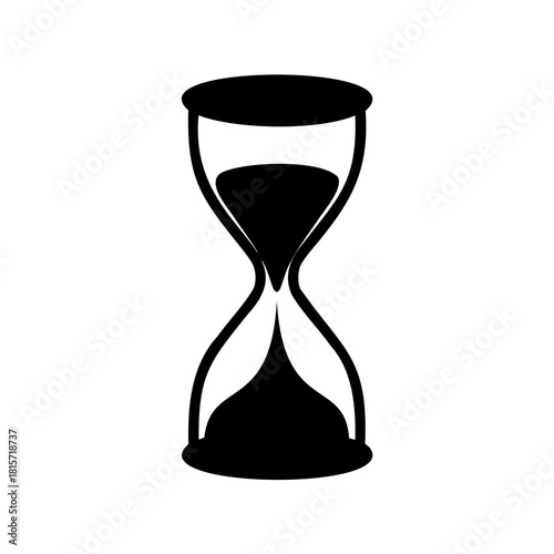 Black and white hourglass illustration, showing the concept of passing time