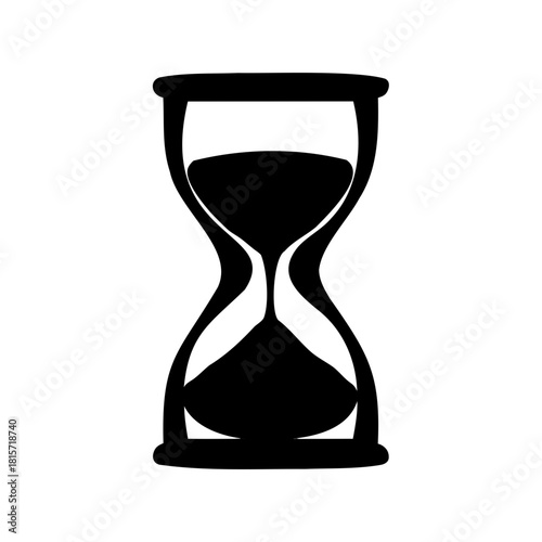 Black and White Sand Clock Silhouette Represents the Concept of Passing Time