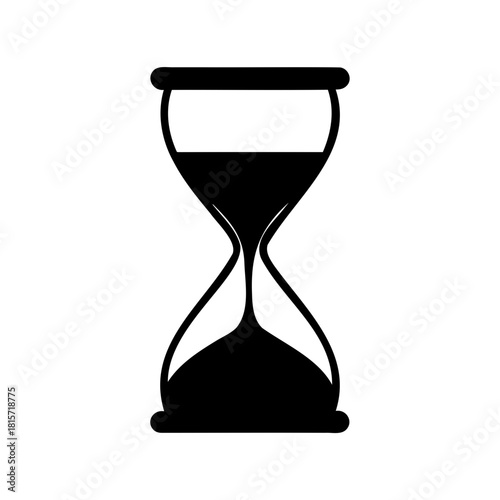 Black silhouette of an hourglass on a white background, indicating time passing