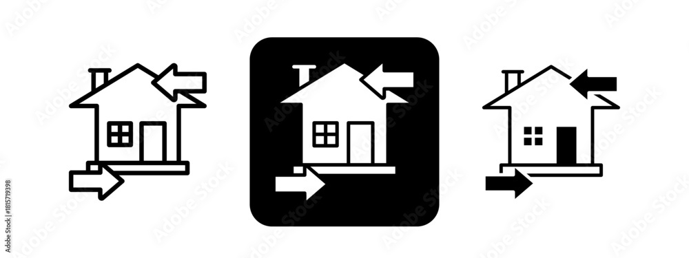 Fototapeta premium Rental Solid color and black line drawing vector illustration set