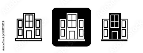 Apartements Solid color and black line drawing vector illustration set