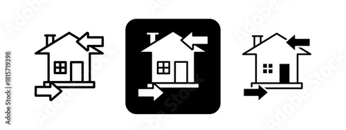 Rental Solid color and black line drawing vector illustration set