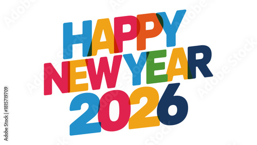 Festive New Year 2026: Vibrant and colorful text design that captures the spirit of the upcoming year, perfect for holiday greetings and celebrations.
