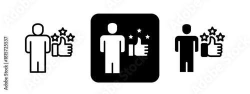 Expertise Solid color and black line drawing vector illustration set