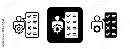 Assessment Solid color and black line drawing vector illustration set