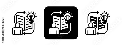 Learning Solid color and black line drawing vector illustration set