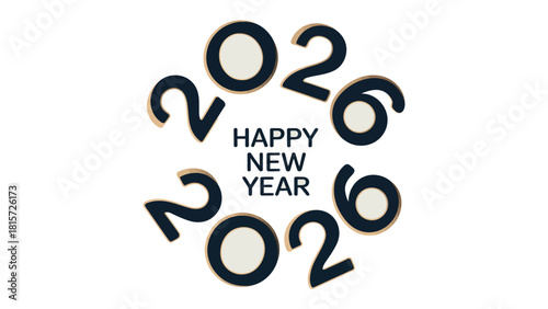 New Year 2026: A Festive Emblem for the upcoming year, the design uses bold numbers and typography that embody the spirit of hope and anticipation. 