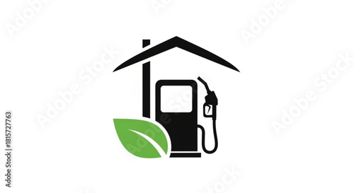 Eco-Friendly Fuel: Green Energy Gas Station Logo Symbolizing Sustainability and Renewable Resources for a Cleaner Future, Originally a Scalable Vector Graphic