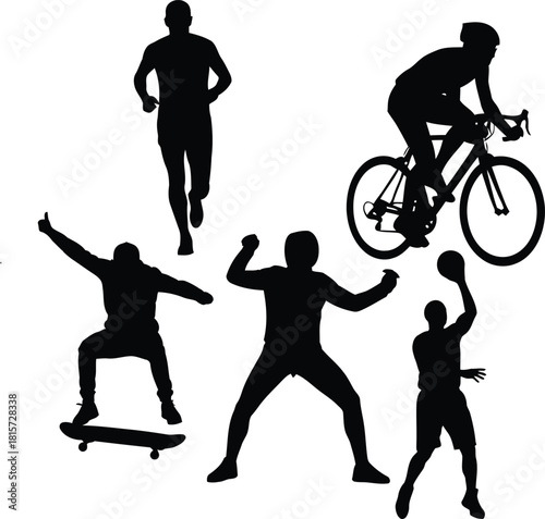 Set of diverse sports activity silhouettes