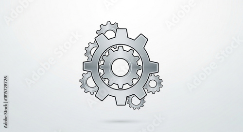 Dynamic gear system representing seamless workflow and interconnected processes, ideal for illustrating teamwork, engineering, and technological advancement