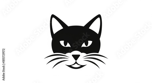 Sleek black cat face illustration ideal for pet shops, Halloween designs, or modern branding projects. A simple, stylish, and eye-catching graphic element.