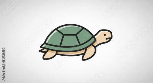 Charming turtle illustration for kids' products, educational materials, or eco-friendly branding with a touch of playful simplicity and nostalgic design