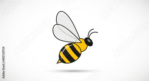 Cheerful cartoon bee buzzing happily, a delightful icon for nature, honey, and ecological themes, bringing a touch of sweetness and playful charm