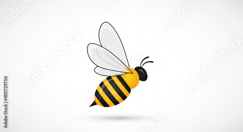 Buzzing bee illustration with transparent wings, perfect for nature projects, honey branding, or spring marketing, originally designed as a scalable vector graphic