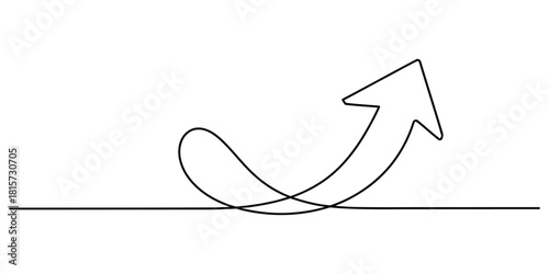 Continuous line drawing arrow up loop growth progress concept