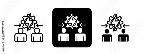 Conflict Resolution Solid color and black line drawing vector illustration set