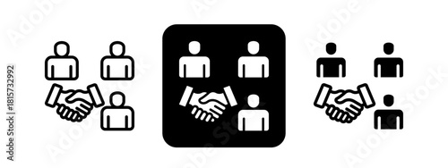 Cooperative Solid color and black line drawing vector illustration set