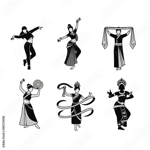 Dancing Silhouettes A Collection of Cultural Performers in Dynamic Poses for Design and Art Projects