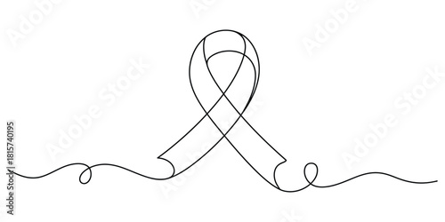 Single line drawing of an awareness ribbon symbol for support