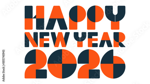 New Year Celebration Design: A modern and visually striking design featuring a colorful 'Happy New Year 2020' typographic arrangement, celebrating the arrival of the New Year.