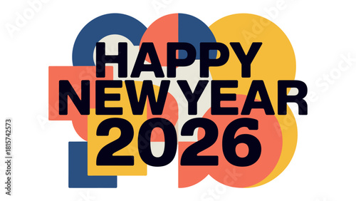 Happy New Year 2026: A vibrant and colorful abstract illustration conveying joyful anticipation for the upcoming year, perfect for holiday greetings and celebrations.