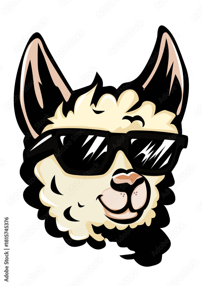 Obraz premium Illustration of a llama wearing sunglasses