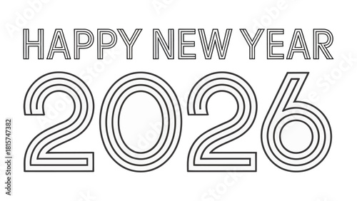 New Year 2026: A minimalist and elegant greeting for the upcoming year, featuring clean lines and a simple aesthetic.