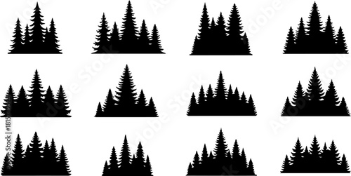 Minimal Pine Forest Silhouette Collection