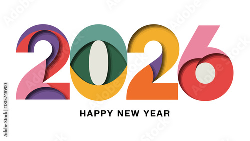 Vibrant 2026 New Year: a joyful and colorful creative digital art with cheerful message in modern design.